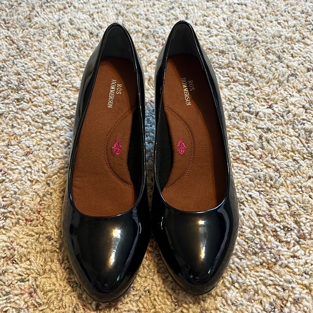 Black patent leather heels